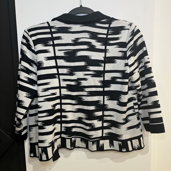Black & White Ming Wang Open Front Cardigan 100% Acrylic Size XS - Picture 4 of 5